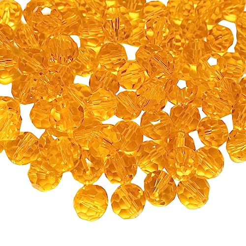 Jmassyang 400 Pieces 4mm Faceted Round Crystal Glass Beads Spacer Beads for Jewelry Making, Bracelets Necklaces Earrings Wind Chimes Suncatchers (Orange) - color: Orange, size: 4mm