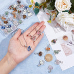 SUPERFINDINGS 36Pcs Tree of Life Charms Colorful Heart Stone Chips Charms Antique Silver Wire Wrapped Crystal Pendants for Jewelry Making Necklace Earrings Bracelet DIY, Hole: 2mm