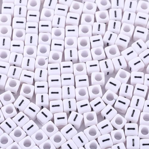1000Pcs White Acrylic Letter Beads 6x6mm Letter I Cube Alphabet Beads for DIY Bracelet Necklace Jewelry Making - color: Letter-I