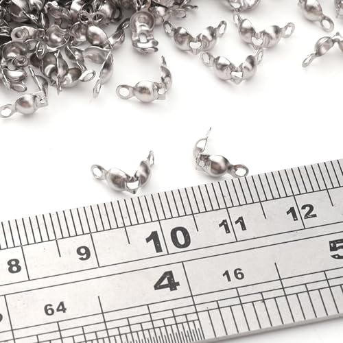 304 Stainless Steel End Caps 4x8mm 400pcs Knot Covers for Jewelry DIY Making and Repairing - color: End Caps, size: 4x8mm
