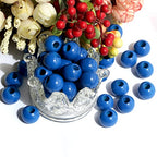 100pcs Navy Blue Wooden Beads with 16MM Diameter for Craft DIY Macrame Beads(Hole:6mm) - color: Navy bule
