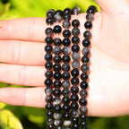 6mm Natural Stone Beads 65pcs Silver Obsidian Polished Round Smooth Crystal Loose Gemstone Beads for Jewelry Making DIY Bracelet Necklace Earring Crafts Supplies - color: Silver Obsidian 6mm-65pcs