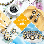 1500 Pcs Crystal Glass Beads for Jewelry Making – 12 Styles Bicone, Rondelle, Cube, Teardrop & 3mm Spacer Beads, DIY Bracelet Necklace Earring Craft Kit with Organizer Box(Black) - color: Black