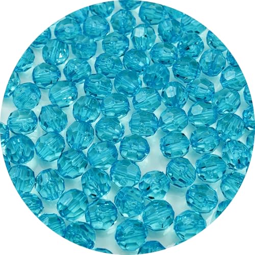 400pcs 8mm Acrylic Round Faceted Beads for Crafts Faceted Spacer Beads for Sewing Crafts Decoration Necklaces Bracelets Earrings Jewelry Making(Light Lake Blue) - color: Light Lake Blue, size: 8mm