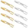 PH PandaHall 8pcs Bracelet Extender Clasps, Cubic Zirconia Fold Over Extension Clasp, Watch Band Clasp, Bowknot Necklace for Women Craft Jewelry Making Repair, Platinum & Golden