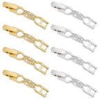 PH PandaHall 8pcs Bracelet Extender Clasps, Cubic Zirconia Fold Over Extension Clasp, Watch Band Clasp, Bowknot Necklace for Women Craft Jewelry Making Repair, Platinum & Golden