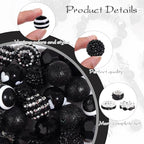 35 Pcs Chunky Bubblegum Beads 20mm Focal Pen Large Rhinestone Pearl Bead with Rhinestone Large Hole European Spacer Bead for DIY Beadable Pen Jewelry Making Keychain Craft Making(Black) - color: Black