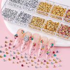 4200 Pcs Nail Art Rhinestones Kit,2-3mm Shiny Gold/Silver/Mixed Colors Rhinestones,3D Pointed Bottom Nail Gems with Tweezers and Dual-end Brush for Manicure DIY Crafts Face Makeup(26-K1-pointed-GS) - color: 26-K1-pointed-GS