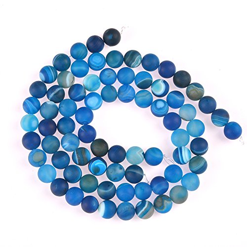 Natural Gemstone Loose Beads Matte Approxi 15.5 inch DIY Bracelet Necklace for Jewelry Making (6mm, Matte Blue Stripe Agate) - color: Matte Blue Stripe Agate, size: 6mm