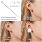 Piercing Taper Insertion Tool for Changing Jewelry – 14G Stainless Steel Piercing Ball Grabber Tool Sets with Threadless Insertion Pin & Curved Threader Tools for Ear Nose Lip Body - color: 14G(1.6mm)