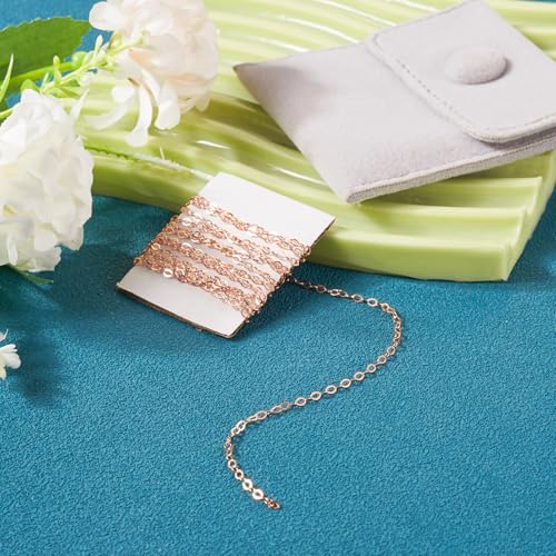 Elecrelive 925 Sterling Silver Cable Chain 3.28 Feet Rose Gold Unwelded Necklace Chains with Velvet Storage Bag for Men Women Jewelry Bracelet DIY Making - color: Rose Gold, 1.75mm