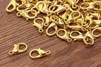 Shapenty Small Metal Alloy Lobster Claw Clasps Clip DIY Necklace Jewelry Finding Making Accessories Fastener Hook, 12mmx6mm, 100PCS (Gold) - color: Gold