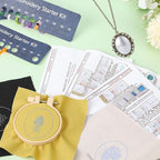 SUNNYCLUE 3 Sets Embroidery Necklace Kit Mini Cross Stitch Kits with Instructions Thread Needle Hoops Spring Flower Themed Embroidery Set for Beginners Jewelry Making Adults Supplies Women Starter - style: Flower 2