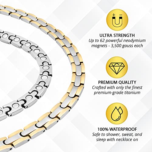 MagnetRX Titanium Magnetic Necklace – Ultra Strength Magnetic Necklaces for Women & Men – Effective Titanium Necklace with 55 Magnets (Silver & Gold, 20 Inches) - color: Silver & Gold, size: 20 Inch (Pack of 1)