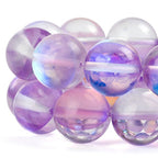 RUBYCA Round Moonstone Crystal Glass Beads Aura Iridescent for Jewelry Making (1 Strand, 8mm, Purple) - color: Light Purple, size: 8mm