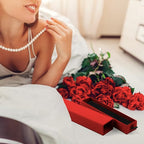 Lainrrew Jewelry Gift Box, Luxury 12-Pack Jewelry Gift Box Velvet-Lined, Compact Drawer Style for Earrings & Rings, Stylish Necklace Bracelet Organizer, 8.3x1.8x1.4 Inches (Red) - color: Red