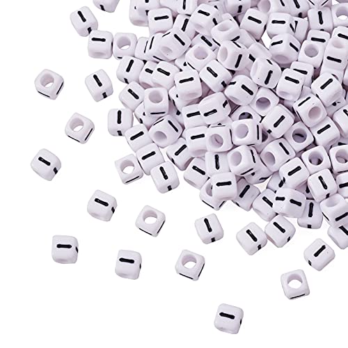 FASHEWELRY 300Pcs Cube White Acrylic Letter Beads 6x6mm Letter I Alphabet Beads for DIY Bracelet Necklace Jewelry Making - color: Letter I, size: 6x6x6mm