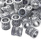 BronaGrand 60pcs Antique Silver Rondelle Spacer Beads, Tibetan Alloy, 8mm Diameter x 8mm Thickness x 5.5mm Hole, Loose Beads for Jewelry DIY Bracelet Necklace Making and Crafting - color: Silver9