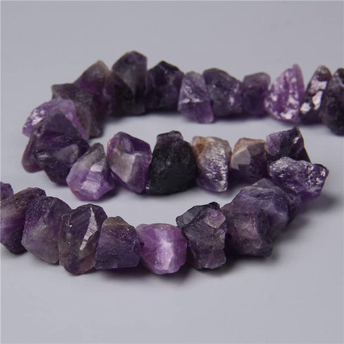10-13mm Natural Irregular Freeform Raw Amethyst Stone Nugget Beads Reiki Crystal Healing Minerals Quartz Bead DIY Jewelry Making - color: Amethyst