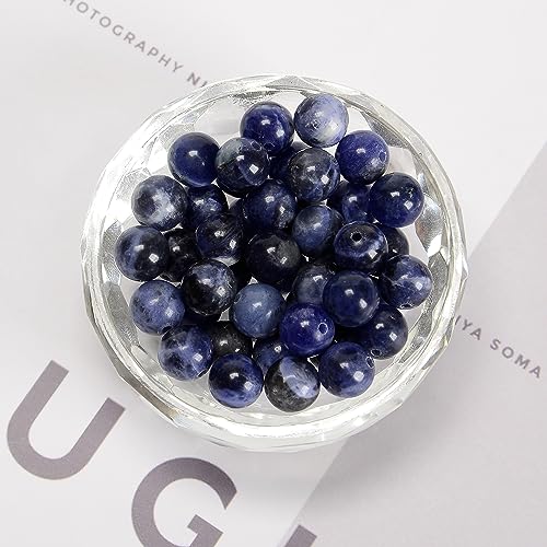 62Pcs Blue Sodalite 6mm Beads Natural Stone Round Gemstone Genuine Real Stone for DIY Bracelet Jewelry String Making - color: Blue Sodalite, size: 6mm