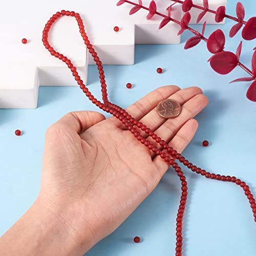 FASHEWELRY 200Pcs Transparent Frosted Glass Bead 4mm Matte Crystal Glass Loose Beads for DIY Jewelry Making (Tomato) - color: Tomato