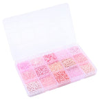 Mix 15 Color Glass Seed Tube Beads Glass Bugle Beads Loose Kit for Jewelry Making DIY Craft Beading (Mix 15 Color, Pink) - color: Pink