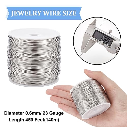 BENECREAT 459 Feet 23 Gauge Single Strand Beading Wire, Stainless Steel Craft Jewelry Beading Wire for Crafts, Jewelry Making, Sculpture Frame - color: Single Strand, size: 23 Gauge