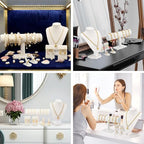 Wenqik Velvet Jewelry Display Set Necklace Mannequin Bust T-Bar Bracelet Holder 2 Earring Stands 2 Ring Holders for Showcase (White) - color: White