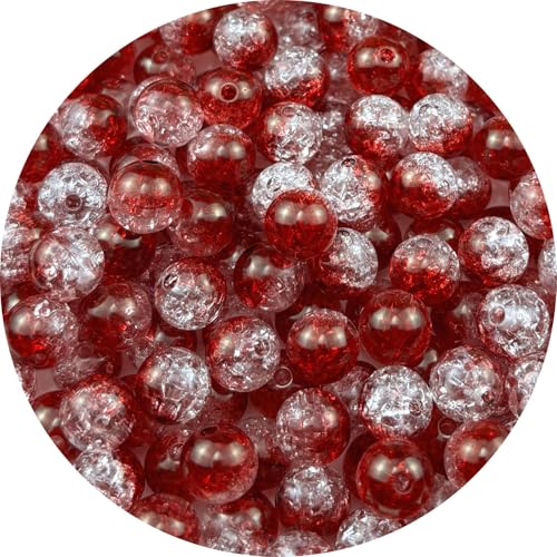 Jmassyang 100 Pieces 12mm Acrylic Crackle Beads Crystal Round Plastic Spacer Bead for DIY Decoration Necklaces Bracelets Earrings Jewelry Making(Red) - color: Red, size: 12MM