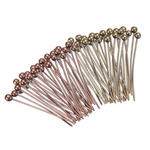 MECCANIXITY 200Pcs Plated Ball Head Pins Jewelry Making 24 Gauge 20mm Wire Head Pins for DIY Craft Necklaces Bracelets Earrings, Bronze and Purple Bronze - color: Bronze and Purple Bronze, size: 20mm