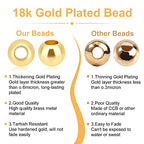 PH PandaHall 500pcs 3mm Gold Beads 18K Gold Plated Beads Long-Lasting Round Smooth Spacer Beads Seamless Loose Balls Mini Seed Beads for Summer Hawaii Stackable Necklace, Bracelet, Earring Making - size: 3mm