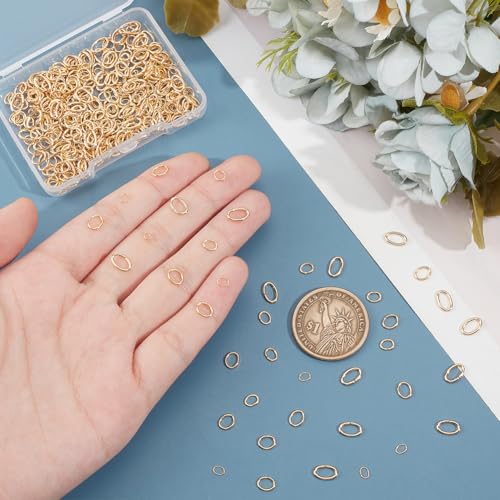 UNICRAFTALE 500Pcs 5 Sizes 18K Gold Plated Oval Stainless Steel Open Jump Rings for Jewelry Making DIY Craft Earring Bracelet Pendant Choker Making and Key Ring Chain - size: 2/3/4/5/6mm