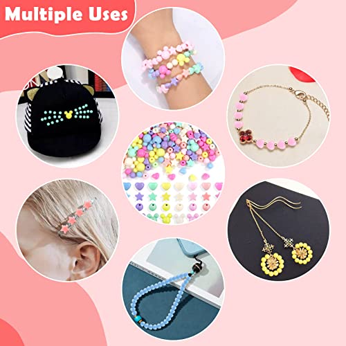 900Pcs Acrylic Pastel Beads, Shynek Colorful Plastic Candy Beads Include Heart Beads Star Beads Round Beads, Chunky Cute Beads for Bracelets Jewelry Making