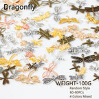 stino 100g Metal Pendant Charms for Jewelry Making, Bulk Silver & Gold Plated Charms for Braclet Necklace Crafts, Animal Plant Flower Pet and so on - color: Dragonfly Silver & Gold