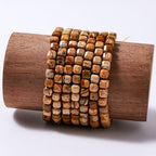Natural Faceted Brown Picture Jasper Cube Stone Beads 5-5.5mm 60pcs/str Loose Square Semi Gemstone Stone Beads for Making Bracelets Necklace Earrings - color: Brown Picture Jasper