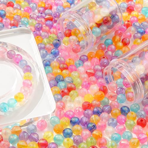 8mm Acrylic Beads 600pcs AB Color Transparent Bead Spacer Bubble Beads Plastic Crafts Bead for DIY Necklaces Bracelets Earrings Jewelry Making (Pink&Blue&Purple) - color: pink&blue&purple
