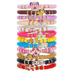 Friendship Bracelets Boho Stackable Bracelets for Women Surfer Heishi Clay Bead Bracelets Stretch Preppy Bracelets Colorful Boho Bracelets for Women - color: 12pcs cute dog
