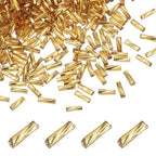 uxcell 1500Pcs Glass Bugle Seed Beads, 6x2mm Mini Long Tube Seed Beads Tube Loose Glass Seed Spacer Bead for DIY Earring Bracelets Necklace Jewelry Making Embroidery, Deep Gold - color: Deep Gold
