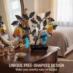 MyGift Jewelry Tree w/Bird Nest 48 pair Earrings Holder, Bracelets/Necklace Organizer Stand (Black Metal) - color: Black Metal