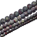 AD Beads Beautiful Natural Matte Gemstone Round Spacer Loose Beads 4-12mm (4mm, 11 Matte African Bloodstone) - color: 11 Matte African Bloodstone, size: 4mm