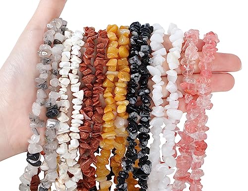 LAIDANLA Gold Sandstone 400pcs Natural Chip Stone Beads 5-8mm Healing Crystal Irregular Gemstones Drilled DIY Loose Rocks Bead Crystal for Bracelet Earrings Necklace Jewelry Making Crafting - color: X-Gold Sandstone