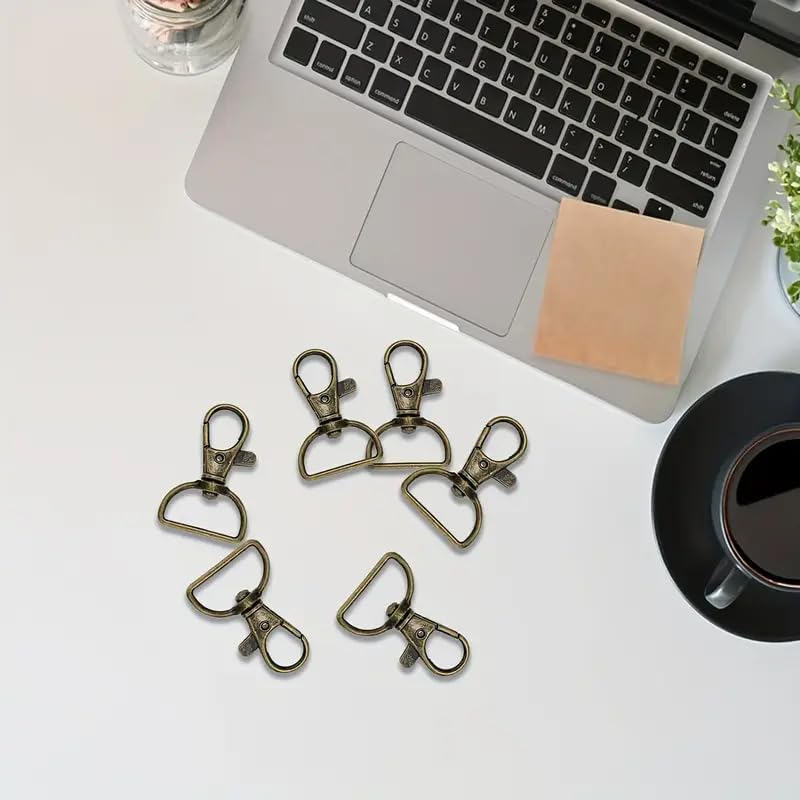 50Pcs Swivel Clasp Hooks D Ring Key Chain Clips, Metal Lobster Claw Clasps Trigger Clip Lanyard Snap Hook for Keychains Making Purse Hardware DIY Crafts 1 Inch (Bronze) - color: Bronze