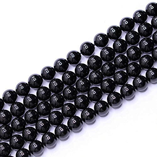 Natural Gemstone Loose Beads Smooth Round Approxi 15 inch DIY Bracelet Necklace for Jewelry Making (6mm, Black Tourmaline) - color: Black Tourmaline, size: 6mm