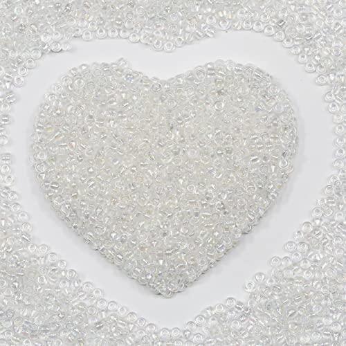 Bulk 3mm Seed Beads for Jewelry Making 110 Grams About 3200pcs,8/0 Glass Craft for Making Earrings, Bracelets, Pendants, Waist Jewelry, DIY Handmade Seed Beads (Transparent Colourful) - color: Transparent Colourful, size: 3mm