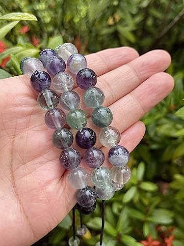 GAF TREASURES Grade A ++ Gemstone Round Bead Adjustable Bracelet 10mm, Genuine Crystal Bead Bracelet, Gift for Men & Women - color: Rainbow Fluorite