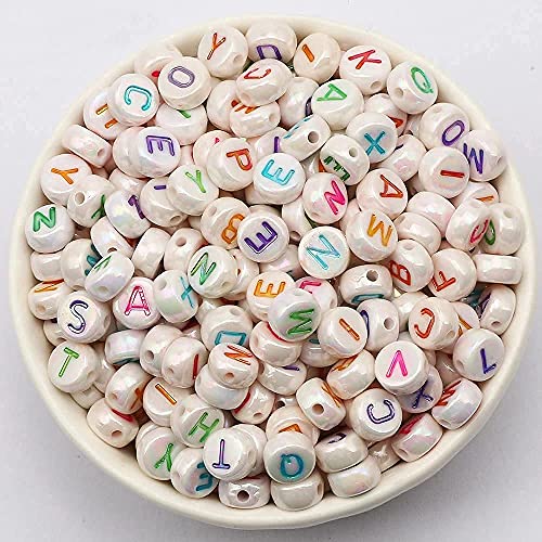 ToBeIT 1000pcs Letter Beads Color Alphabet Beads Round Beads for DIY Bracelet Necklace Jewelry Making Supplies(abs 4x7mm) - color: color-ABS