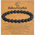 MAIBAOTA Healing Crystal Bracelet for Women Men, 8/4 mm Natural Stone Beaded Bracelets, Jewelry Birthday Gifts, Round Gemstones Stretch Bracelets - color: Black-Lava Rock, size: 8 mm