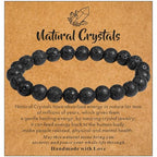 MAIBAOTA Healing Crystal Bracelet for Women Men, 8/4 mm Natural Stone Beaded Bracelets, Jewelry Birthday Gifts, Round Gemstones Stretch Bracelets - color: Black-Lava Rock, size: 8 mm