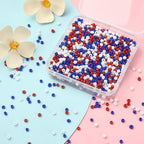 Patriotic Beads for Jewelry Making Red Blue Glass Seed Beads for DIY Independence Day Necklace Bracelets Keychain