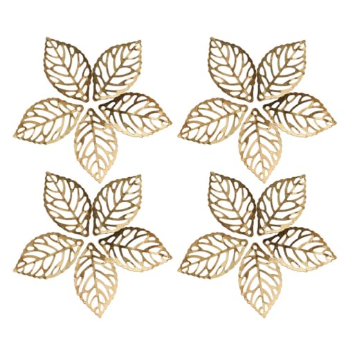 200Pcs Gold Plated Hollow Leaf Charms for Jewelry Making - Lightweight Iron Pendants for Earrings Necklaces Hair Clips
